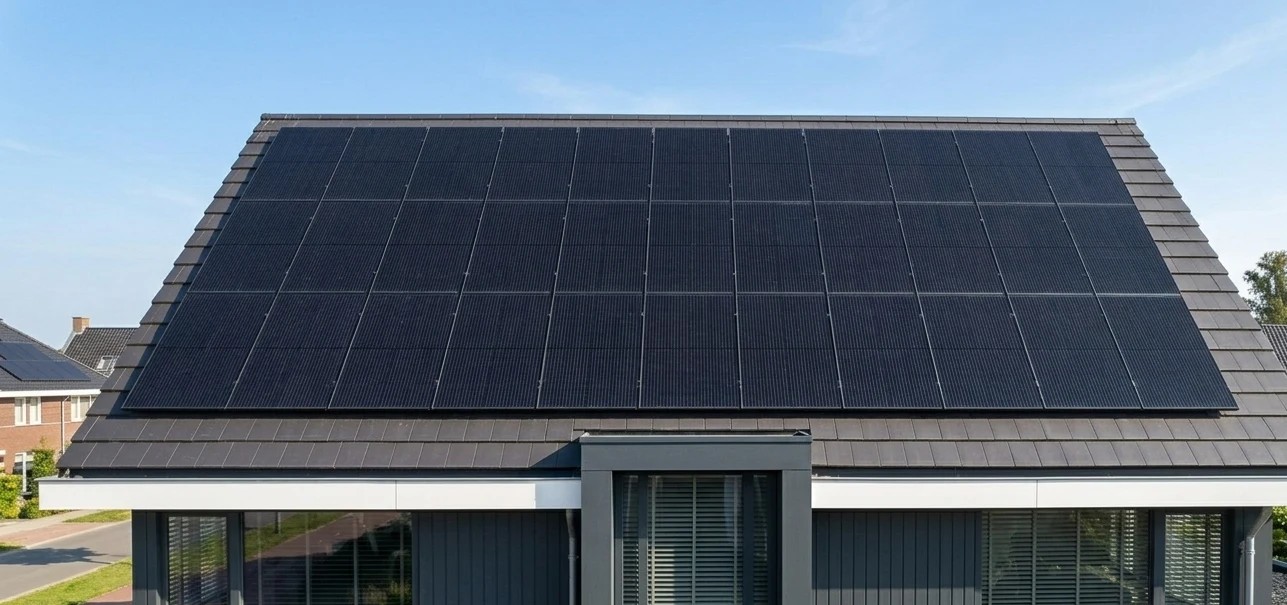 Moderne Woning Met Mono Zonnepanelen Van Pola