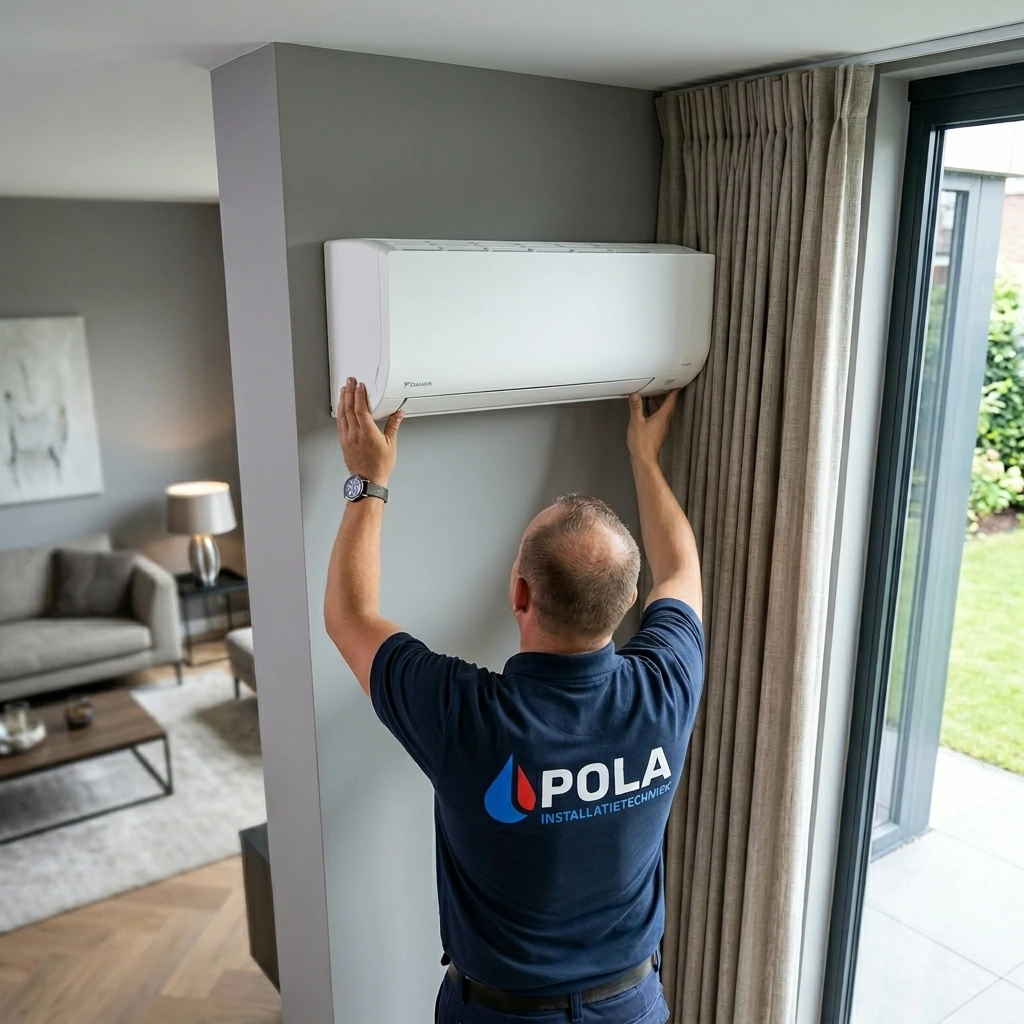 Pola Monteur Installeert Daikin Airco In Woonkamer